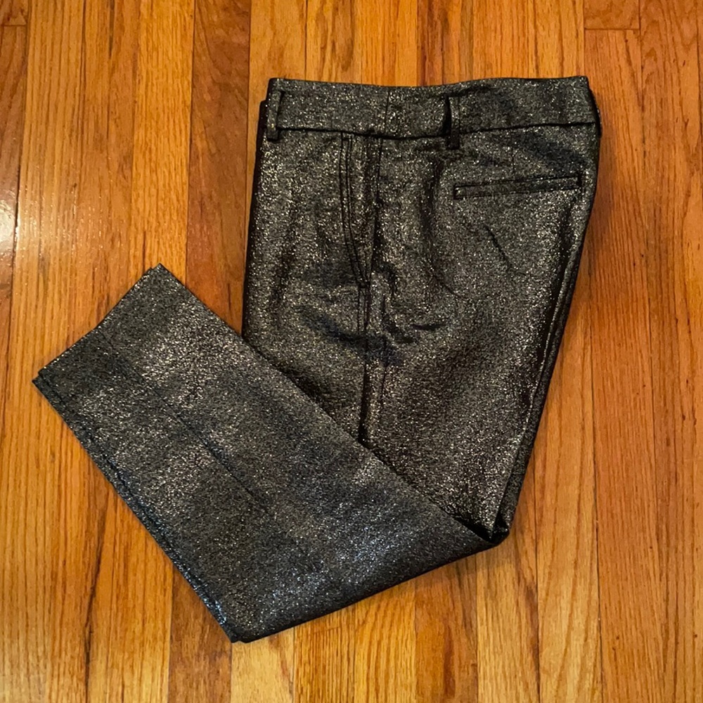 LOFT festive pants in shiny black